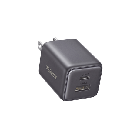 Cargador rápido GaN 1A1C de 20 W y 2 puertos
